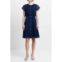 French Connection Polka Ruffle Dress K Navy/summer White Talla: 8 | Blusón Outlet | Mujer | Blanco