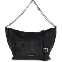 Karl Lagerfeld Ikon Monogram Zip Shoulder Bag Aop Tonal Black Talla: OS | Bolsos de Mano Outlet | Mujer | Negro