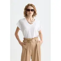 Scotch & Soda Slub V-neck T-shirt White Talla: S | Camisetas de Seda Outlet | Mujer | Blanco