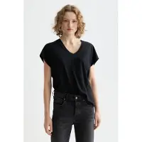 Scotch & Soda Slub V-neck T-shirt Black Talla: XS | Camisetas de Seda Outlet | Mujer | Negro