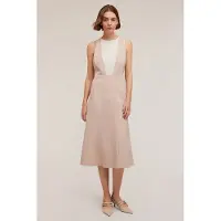 Motivi Flare Dress With Insert Beige Talla: 34 | Vestidos Midi Outlet | Mujer | Marrón