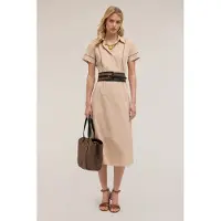 Motivi Chemisier Dress With Openwork Beige Talla: 38 | Blusón Outlet | Mujer | Marrón