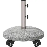 vidaXL Base para sombrilla de granito con ruedas, para varillas de 4-5 cm de diámetro, 27.2 kg, color gris