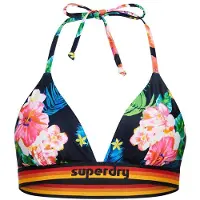 Superdry para mujer. W3010359A Top de bikini triangular con logotipo Vintage marino (XS), Azul, Beachwear, Poliéster Reciclado, Sostenible,