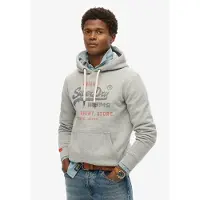 Superdry para hombre. M2014122A Sudadera de corte relajado con capucha y logo Vintage Heritage gris (XXL), Casual, Algodón, outlet