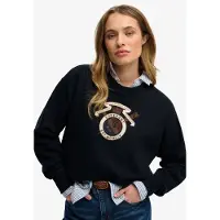 Superdry para mujer. W2012579A Sudadera Crest marino (M), Casual, Algodón, outlet 2026.