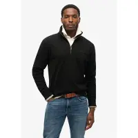 Superdry para hombre. M2013750A Sudadera con cuello panadero con logotipo Essential negro (XL), Casual, Algodón, outlet 2026.