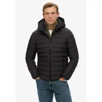 Superdry para hombre. M5012290A Chaqueta Hooded Fuji negro (S), Casual, Poliéster, outlet 2026.