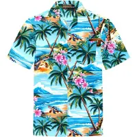 Hawaiihemdshop.de Camisa 'Hawaiihemd "Turtle Island"' aqua