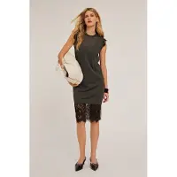 Motivi Knit Dress With Lace Trims Grey Talla: S | Mini Vestidos Outlet | Mujer | Gris