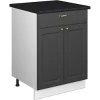 Vicco Mueble bajo para fregadero/placa Fame-Line Antracita-Oro Landhaus/Blanco 60 cm con cajón, ET Antracita, Model 60945