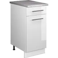 Vicco Mueble bajo para fregadero/placa Fame-Line Blanco alto brillo/Blanco 40 cm, ET Mármol, Model 60939