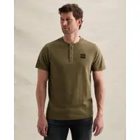 PME Legend Camisa 'Henley T-shirt with badge' oliva