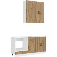vidaXL Módulo de cocina KALMAR, 5 piezas, material de madera con aspecto de roble artesanal