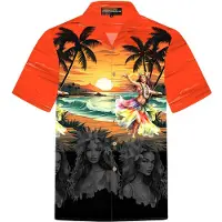 Hawaiihemdshop.de Camisa 'Hawaiihemd Hawaiian Girl' rojo anaranjado