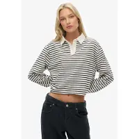 Superdry para mujer. W6012175A Polo Stripe Rugby beige (L), Casual, Algodón, Manga larga, outlet 2026.