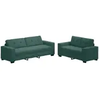 Syfax Sofá de 2 plazas, color verde oscuro, dimensiones 221 x 80 x 80 cm, tapizado en tela