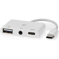 Nedis Ccgb64790wt01 Adaptador Usb Multipuerto 3 En 1 Usb 2.0 Usb-c M-usb-a H/usb-c H/h 480mbps Niquelado 3.5mm 0.1 M