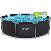 VirtuFit , piscina redonda, diámetro 366 x 100 cm, color antracita, incluye bomba de filtración