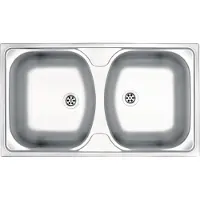 Deante - Fregadero de acero inoxidable TECHNO, de 2 cubetas, 79x44 cm, acabado satinado