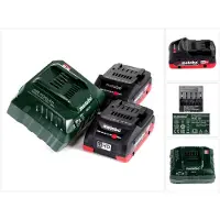 Metabo set básico de batería 18V con 2x batería LiHD 4,0Ah ( 625367000 ) + cargador ASC 55 ( 627044000 ) modelo de seguimiento de ASC 30-36