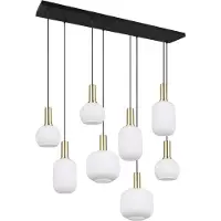 TRIO Lámpara colgante DIVA, diseño en blanco, y dorado, con 8 bombillas E27 de 10W cada una, fabricada en vidrio. Dimensiones: 150x120x32 cm. Grado de protección IP20. Marca: