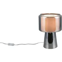 TRIO Lámpara de mesa Rocka, modelo 519900157, para bombilla E14, diámetro 20 cm, cromada, con pantalla difusora