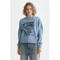 Scotch & Soda Chest Artwork Relaxed Sweatshirt Faded Denim Talla: M | Sudaderas con Capucha Outlet | Mujer | Azul