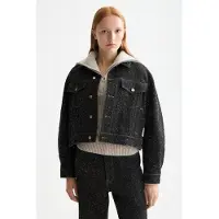 Scotch & Soda Black Denim Textured Oversized Jacket — Black Snow Talla: XS | Chaquetas Vaqueras Outlet | Mujer | Azul