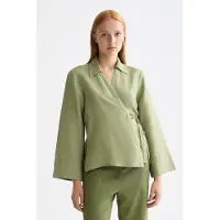 Scotch & Soda Wrap Shirt With Tie Closure Oil Green Talla: 40 | Manga Larga Outlet | Mujer | Verde
