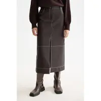 Scotch & Soda Faux Leather Midi Skirt With Front Slit Chocolate Plum Talla: L | Faldas de Cuero Outlet | Mujer | Marrón