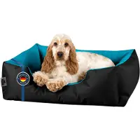 BedDog Cama para perro LUPI, sofá para perros, cojín para perros, lavable, color AZUL-CIELO (/azul), tamaño (M), aproximadamente 70x55x18 cm