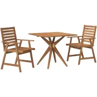 Syfax Juego de comedor de jardín 3 piezas madera maciza de acacia
