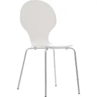 CLP Silla apilable Diego I Silla de comedor cómoda I Estructura de metal, asiento de madera I Diseño ergonómico I Ahorra espacio en comedor y cocina, color: blanco