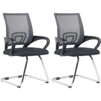 CLP , Juego de 2 sillas giratorias Eureka. Sillón tapizado con cubierta de tela. Respaldo con cubierta de malla. Silla para comedor con estructura de metal, color: gris