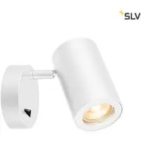 SLV 1000730 ENOLA_B: Lámpara de pared QPAR51 con interruptor, color blanco, máx. 50W