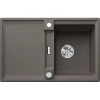 BLANCO ADIRA 45 S: Fregadero empotrable de SILGRANIT en color gris volcánico, a partir de 45 cm, con sistema de desagüe con mando, e incluye accesorios.