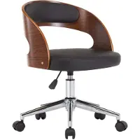 Syfax Silla de oficina giratoria madera curvada cuero sintético negro