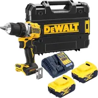 DeWalt Taladro atornillador a batería DCD 800 P2T 18 V 90 Nm sin escobillas + 2x batería recargable 5,0 Ah + cargador + TSTAK