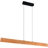 TRIO Lighting Lámpara colgante LED Edgewood, longitud 150 cm, madera color madera, CCT