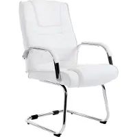 CLP Silla giratoria XXL Attila I, tapizada y con revestimiento de cuero sintético, ideal para visitas. Soporta hasta 180 kg. Color: blanco