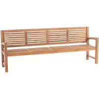 CLP Banco de teca "Halden I" para jardín, banco de madera con reposabrazos, color teca, tamaño: 240 cm