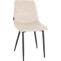 CLP Silla de comedor Telde, tapizada en terciopelo, con asiento acolchado, estructura de metal. Tapicería de terciopelo de alta calidad, color: crema