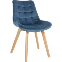 CLP Silla Brook I, silla de comedor con diseño acolchado en tapizado de terciopelo, estructura de cuatro patas de madera, color: azul