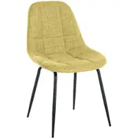 CLP Silla Tom I, silla de comedor con acolchado de alta calidad. Silla para invitados con estructura de metal de 4 patas, color: verde claro, material: tela