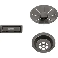 BLANCO , juego de desagüe/desbordamiento para lavabos individuales, acero satinado oscuro, 206900