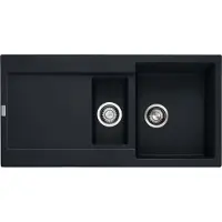 Franke Fregadero MARIS MRG 651, color negro mate, con válvula de pulsador y escurridor / Medidas de corte: 950 x 480 mm