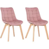 CLP , juego de 2 sillas para comedor Passaic, tapizadas en terciopelo, diseño ergonómico con acolchado, incluyen protectores para el suelo, capacidad de carga de hasta 150 kg, color: rosa