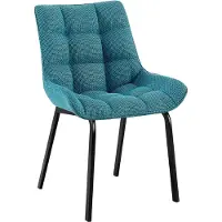 CLP Silla de comedor Saranda I, tapizada en tela o terciopelo. Silla de cocina con estructura de metal negro y respaldo, color: turquesa, material: tela