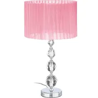 Relaxdays Lámpara de mesa , lámpara de noche con diseño de cristal, dimensiones (alto x diámetro): 54 x 29,5 cm, casquillo E27, lámpara de mesa con pantalla, color rosa